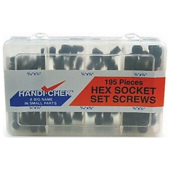Set Screw Assortment, Alloy Steel, Black Finish Finish, 195 PCS