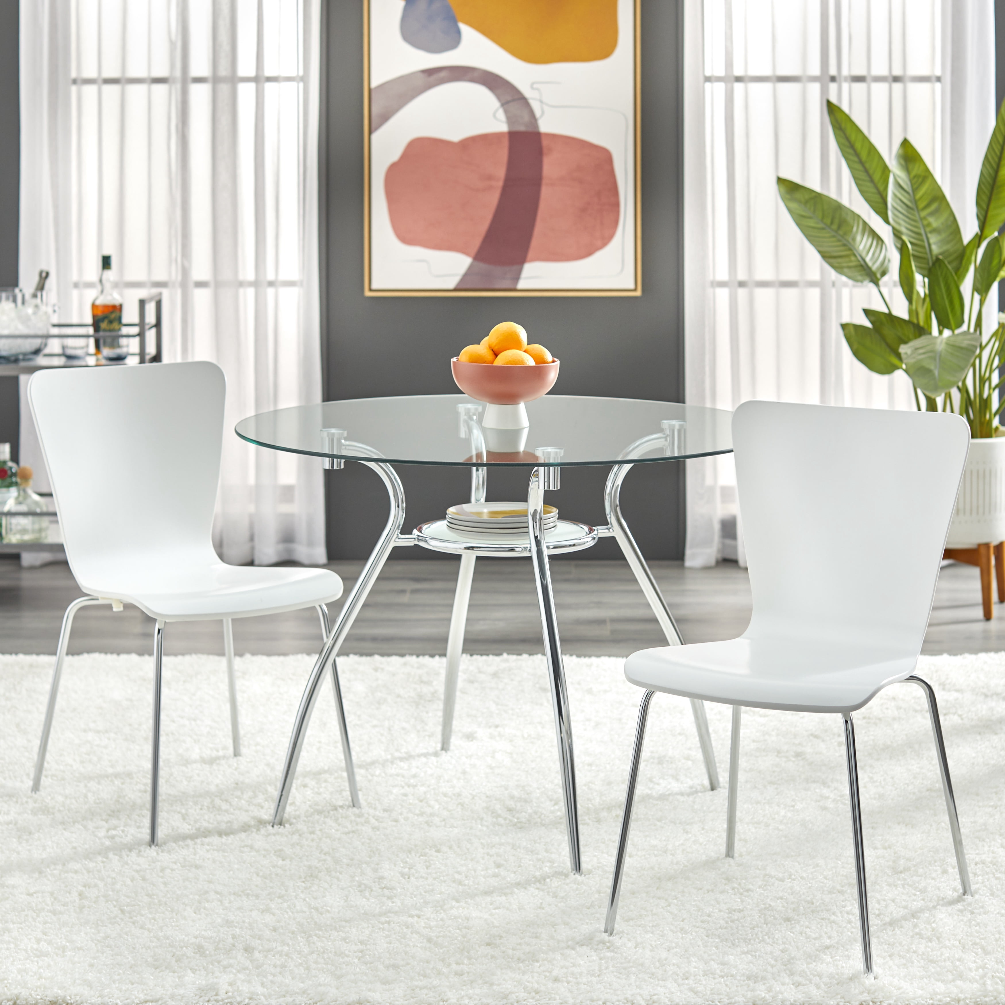 Itza 3 - Piece Dining Set, White & Silver