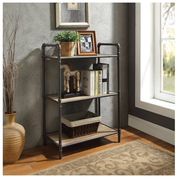 Itzel Antique Oak & Sandy Gray Finish Bookshelf