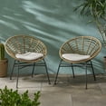 thumbnail image 1 of Itzel Outdoor Wicker Dining Chairs with Cushions, Set of 2, Light Brown and Beige, 1 of 8