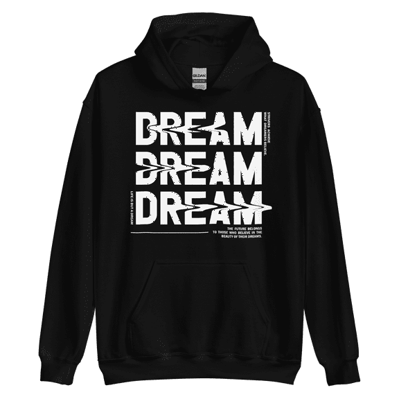 Itzus Collections Graphic Dream Motivational Hoodie, Black Unisex, Size M