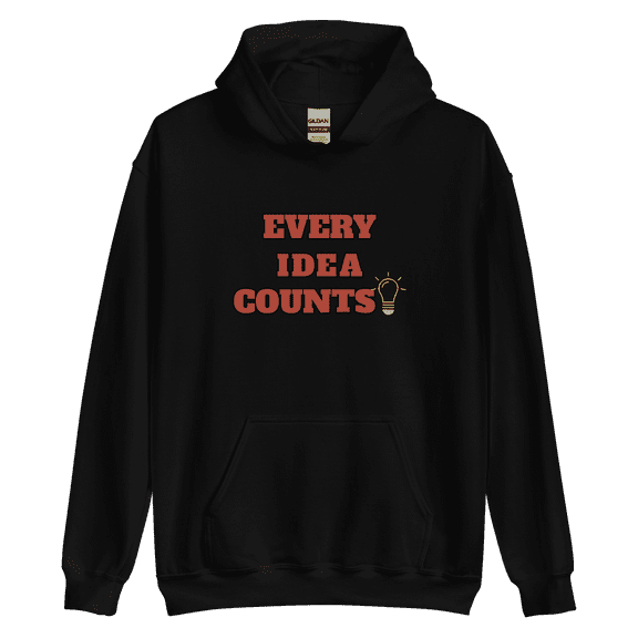 Itzus Collections Graphic Every Idea Counts Motivational Hoodie, Black Unisex, Size L