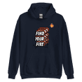 thumbnail image 1 of Itzus Collections Graphic Find Your Fire Motivational Hoodie, Navy Unisex, Size S, 1 of 3