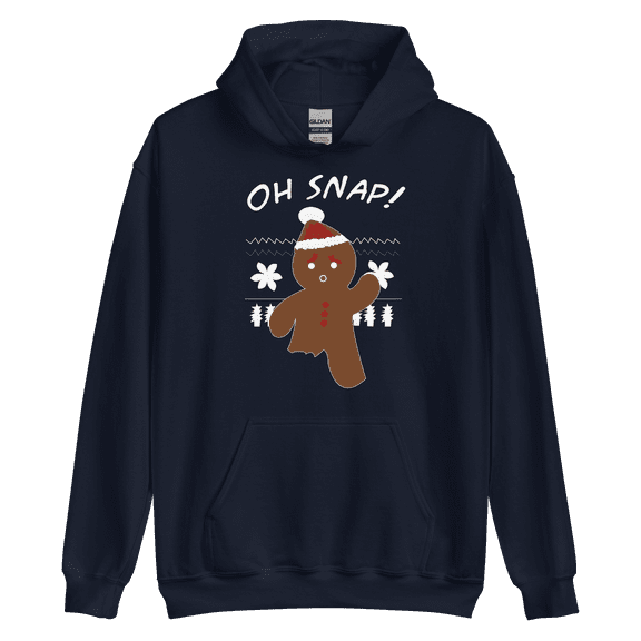 Itzus Collections Graphic Gingerbread Christmas Hoodie, Navy Unisex, Size M