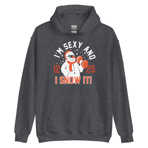 Itzus Collections Graphic I'm Sexy Christmas Hoodie, Dark Heather Unisex, Size XL