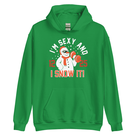 Itzus Collections Graphic I'm Sexy Christmas Hoodie, Green Unisex, Size L