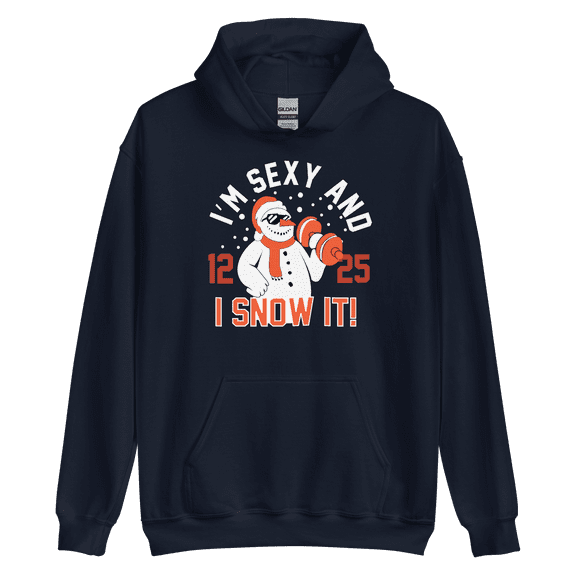 Itzus Collections Graphic I'm Sexy Christmas Hoodie, Navy Unisex, Size L