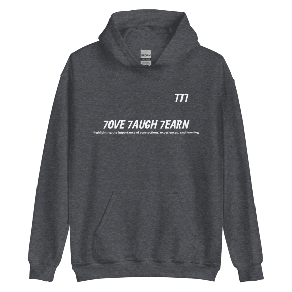 Itzus Collections Graphic Love Laugh Learn Motivational Hoodie, Dark Heather Unisex, Size L