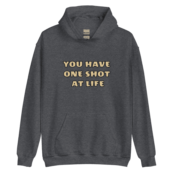 Itzus Collections Graphic One Shot At Life Motivational Hoodie, Dark Heather Unisex, Size 4XL
