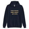 thumbnail image 1 of Itzus Collections Graphic One Shot At Life Motivational Hoodie, Navy Unisex, Size S, 1 of 3