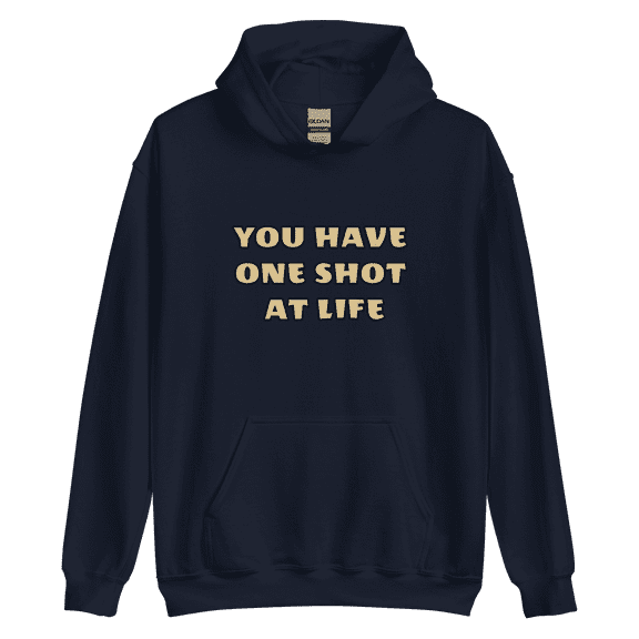 Itzus Collections Graphic One Shot At Life Motivational Hoodie, Navy Unisex, Size S