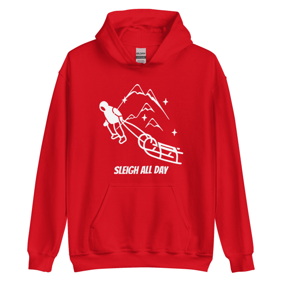 Itzus Collections Graphic Sleigh Christmas Hoodie, Red Unisex, Size S