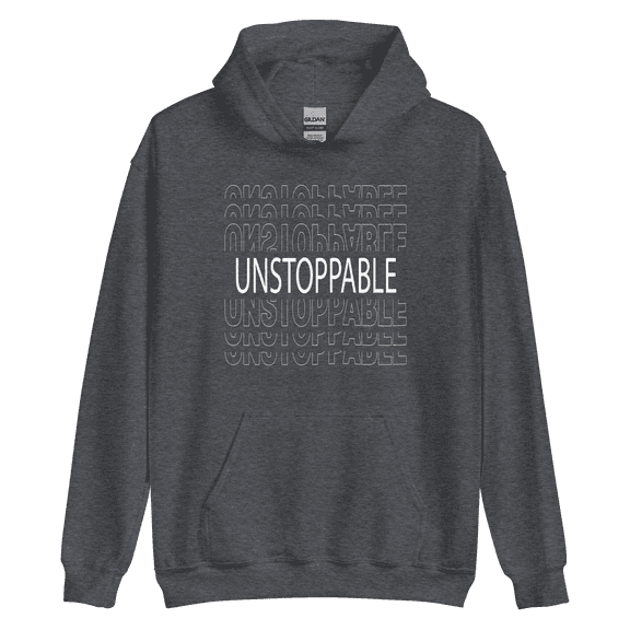 Itzus Collections Graphic Unstoppable Motivational Hoodie, Dark Heather Unisex, Size L