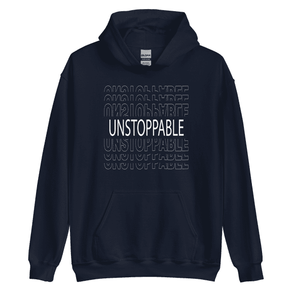 Itzus Collections Graphic Unstoppable Motivational Hoodie, Navy Unisex, Size L