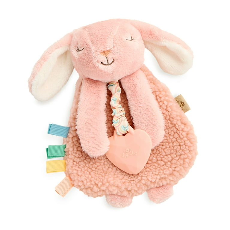 Itzy Ritzy Itzy Lovey Pink Bunny Plush with Sherpa Fabric and