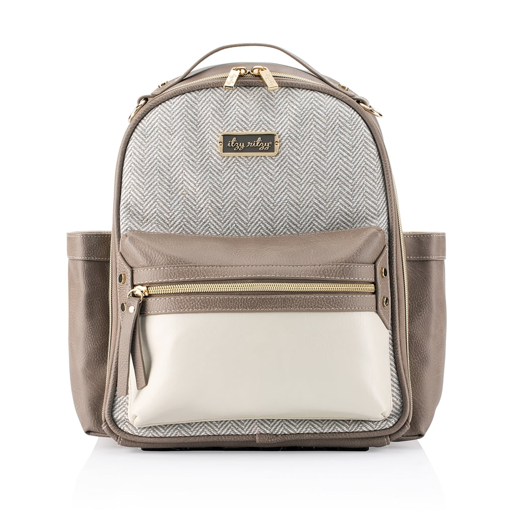 Itzy Ritzy Taupe and Cream Women\'s Bag Itzy Ritzy Mini Backpack Diaper Bag - Taupe main image 2