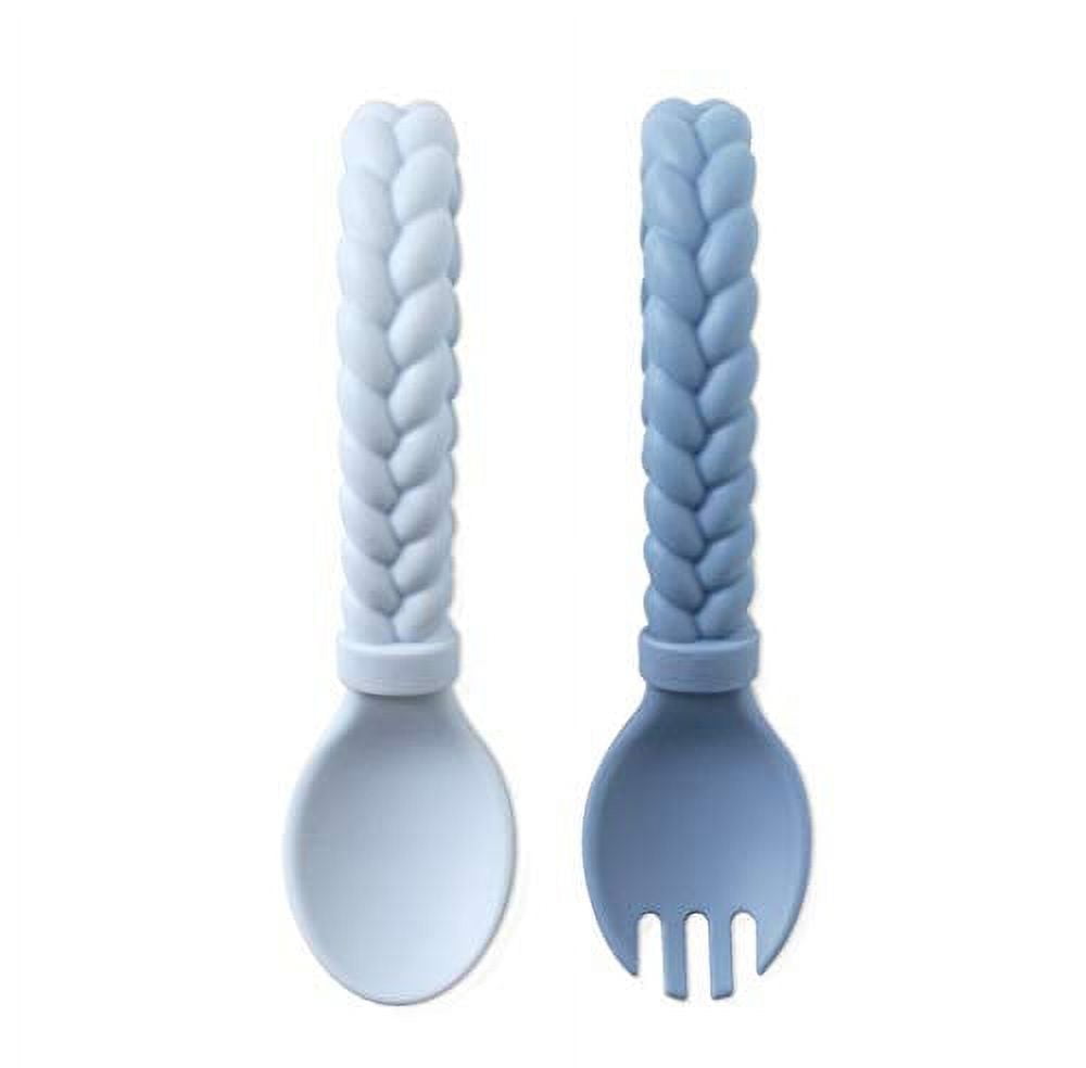 Baby Grasp Spoon Fork Set - Self-Feeding Looped Handle Spoon