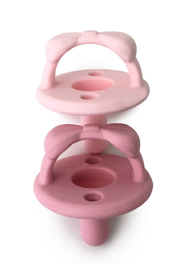 Sweetie Soother Pacifier Set of 2 - Silicone with Collapsible Handle & Two Air Holes Pink