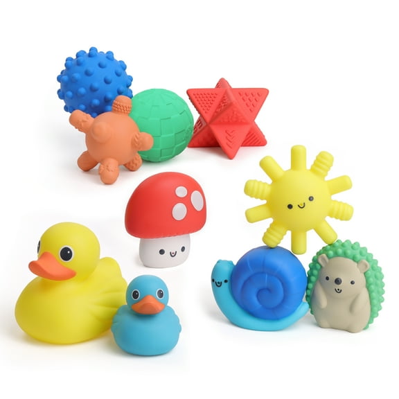 Itzy Ritzy Itzy Splash Gift Set 10 piece sensory shapes, squirters and duckies
