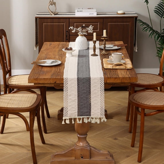 Iuaoueui Boho Table Runner 55 inches with Tassels for Farmhouse Dining ...