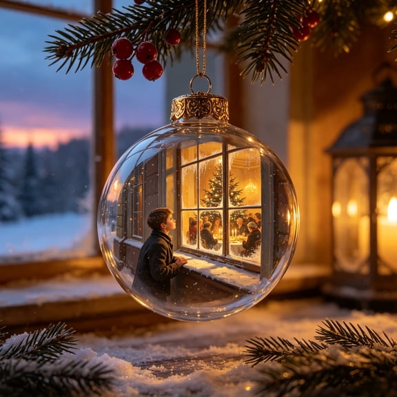 Iuaoueui Christmas Story Ornament Ball, with Prismatic Sparkle, 3.9 Inch, Warm illumination and prismatic sparkle, for Hang On The Christmas Tree Window Hooks Or The Mantelpiece.