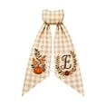 thumbnail image 1 of Iuaoueui Fall Wreath Sash 7 inches with Personalized Letter Monogram, Embroidered Initial Pumpkin Bow, Linen Plaid, Winter Holiday Decor for Front Door, Garden, 1 of 7