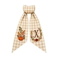 thumbnail image 1 of Iuaoueui Fall Wreath Sash 7 inches with Personalized Letter Monogram, Embroidered Initial Pumpkin Bow, Linen Plaid, Winter Holiday Decor for Front Door, Garden, 1 of 7