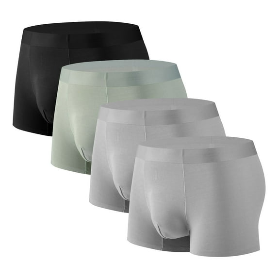 Iugvhana 4 Pack Men's Boxer Briefs, Micro Modal Dual Pouch Trunks Support Ball Bulge Enhancing Underwear for Men Gray L