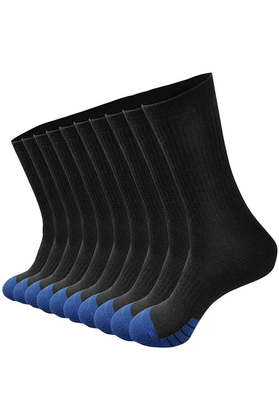 5-Pairs Men's Performance Running Socks - Heavy Cushion Athletic Crew Socks with Moisture-Wicking Tech for Gym, Hiking, Outdoor Sports Blue S
