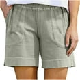 thumbnail image 1 of Iugvhana Beach Shorts for Women Casual Elastic High Waist Linen Shorts Loose Fit Trendy Vacation Short Pants Solid Color Bermuda Shorts with Pockets Gray#01 M, 1 of 5