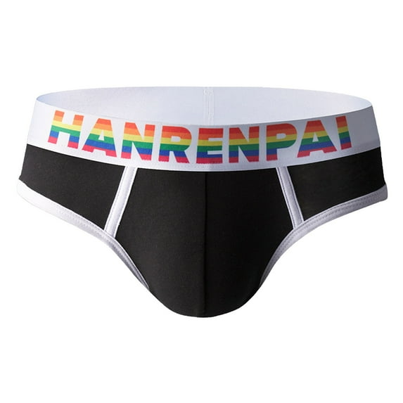 Iugvhana Bikini Men's Brief Underwear Comfort Soft Cotton Briefs Low Rise Underwear Moisture Wicking Breathable Black L
