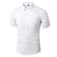 thumbnail image 1 of Iugvhana Business Dress Shirts for Men Short Sleeve Button Down Shirt Tops Casual Solid Color Regular-Fit Lapel Shirts White S, 1 of 7