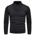 thumbnail image 1 of Iugvhana Button Up Pullover Knit Sweater for Men Slim Casual Business Fake Two Turndown Collar Knitting Sweaters Black XXXL, 1 of 8