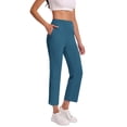 thumbnail image 1 of Iugvhana Capri Pants for Women Stretch High Waisted Fitness Workout Yoga Pants Summer Casual Comfortable Work Capris Pants with Pockets Dark Blue XL, 1 of 8