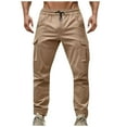 thumbnail image 1 of Iugvhana Cargo Pants for Men Elastic Waist Drawstring Multi Pockets Work Pants Casual Comfortable Vintage Relaxed Fit Workwear Trousers Khaki XL, 1 of 7