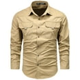 thumbnail image 1 of Iugvhana Cargo Shirts for Men Casual Solid Cotton Blouse Tops Turndown Collar Multiple Pockets Buttons Long Sleeve Work Shirt Khaki#1 XXXXXL, 1 of 2