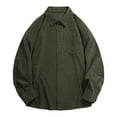 thumbnail image 1 of Iugvhana Corduroy Shirts for Men Button Down Pocket Fashionable Long Sleeve Lapel Shirt Loose Casual Comfort Shirts Army Green XXXXL, 1 of 3
