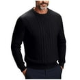 thumbnail image 1 of Iugvhana Crewneck Sweater for Men Cable Knit Stretch Slim Fit Pullover Sweater Warm Fall Winter Long Sleeve Casual Knitted Sweater Black XXXL, 1 of 7