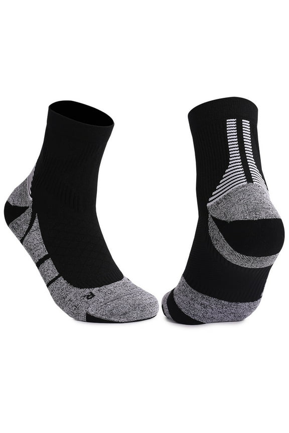 Cycling Crew Socks for Men - Moisture Wicking & Reinforced Cushion for Marathon, Hiking, Outdoor - Athletic Performance Socks Gray Free Size