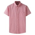thumbnail image 1 of Iugvhana Dress Shirts for Men Big and Tall Short Sleeve Button Down Plaid Shirt Summer Classic Wrinkle-Free Business Shirt Pink XXXL, 1 of 2