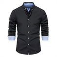 thumbnail image 1 of Iugvhana Dress Shirts for Men Casual Cardigan Solid Color Oxford Textile Long Sleeve Shirts Lapel Button Down Business Shirt Black XL, 1 of 3