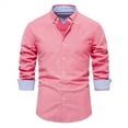 thumbnail image 1 of Iugvhana Dress Shirts for Men Casual Cardigan Solid Color Oxford Textile Long Sleeve Shirts Lapel Button Down Business Shirt Watermelon Red L, 1 of 3