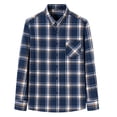thumbnail image 1 of Iugvhana Flannel Shirt for Men Casual Button Down Work Soft All Cotton Lightweight Flannel Mens Plaid Shirts Long Sleeve Navy#1 M, 1 of 4