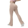 thumbnail image 1 of Iugvhana Flare Leggings for Women Slim Fit High Waist Ribbed Knit Bell Bottom Yoga Pants Stretch Tummy Control Bootcut Workout Leggings Khaki XL, 1 of 9