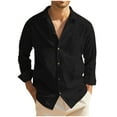 thumbnail image 1 of Iugvhana Formal Shirts for Men Long Sleeve Slim Fit Shirt Top Casual Fashion Solid Colour Button Down Shirts Black#1 XL, 1 of 5