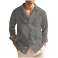 thumbnail image 1 of Iugvhana Formal Shirts for Men Long Sleeve Slim Fit Shirt Top Casual Fashion Solid Colour Button Down Shirts Gray L, 1 of 5