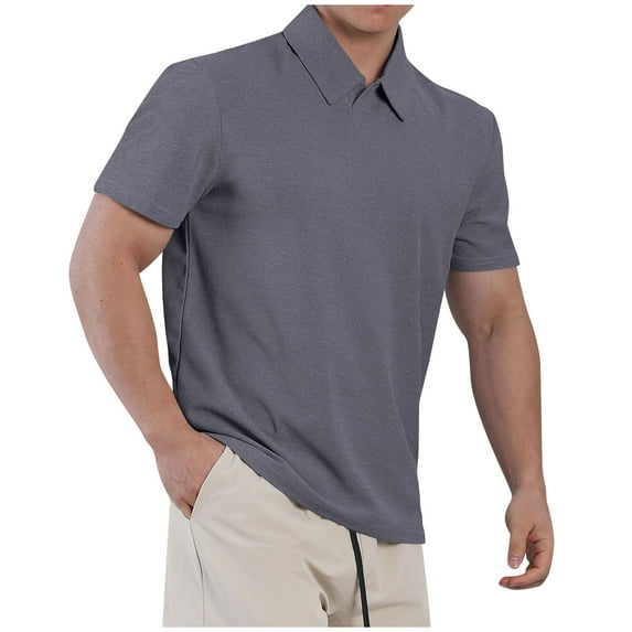 Iugvhana Golf Shirts for Men Quick Dry Moisture Wicking Performance Short Sleeve Collared Polo Shirt for Casual Tennis Dark Gray XXXL