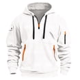 thumbnail image 1 of Iugvhana Men's Corduroy Hooded Sweatshirts Comfort Casual Long Sleeve 1/4 Zip Pocket Pullover Hoodies Spring Warm Tops White L, 1 of 3