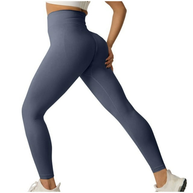 Iugvhana High Waisted Leggings for Women Soft Buttery Tummy Control Yoga Pants Non See Through Workout Slim Tights for Running Cycling Navy L