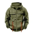 thumbnail image 1 of Iugvhana Hoodies for Men Full Zip Multi-Pocket Cargo Jacket Vintage Hooded Sweatshirt Casual Long Sleeve Hoodie Jacket Green XL, 1 of 4